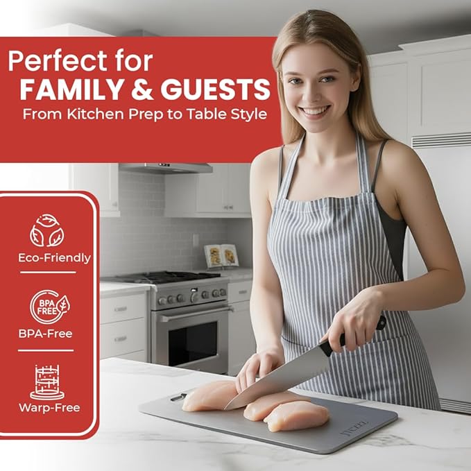 Premium Titanium Cutting Board - 100% Pure Titanium Cutting Boards for Kitchen Use - Durable and Lightweight Cutting Board Accessory for Precise Chopping and Slicing 1PC (12"L x 9"W)