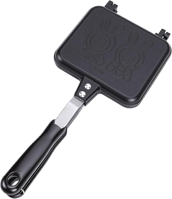 Diydeg Hot Sandwich Maker, Non Stick Stovetop Toasted Sandwich and Panini Pan with Handle, Aluminum Double Sided Grill Pan for Home, Kitchen, Breakfast, Camping (6.1in x 13.98in)