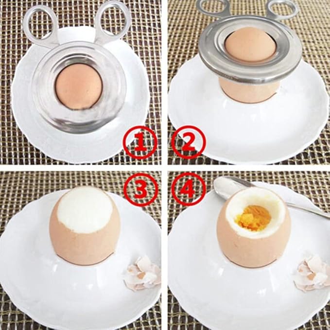Acxico 2 pcs Kitchen Stainless Cooked Boiled Egg Cutter Scissors Clipper Slicers