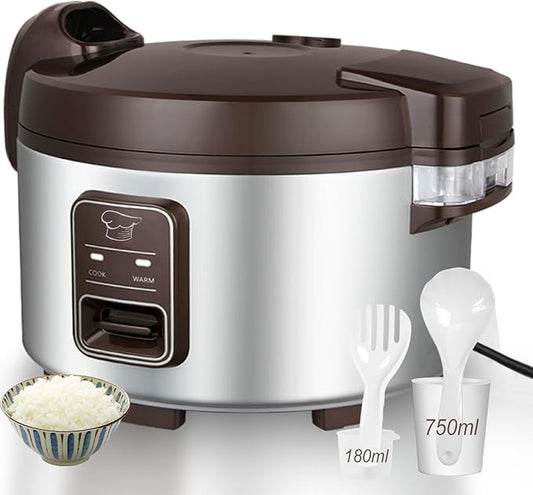 CAZACHEF 13.8 QT Large Commercial rice cooker 65 cups cooked 32 cups uncooked rice Commercial Electiric Rice Warmer for 18-28 people, with One-Touch Operation