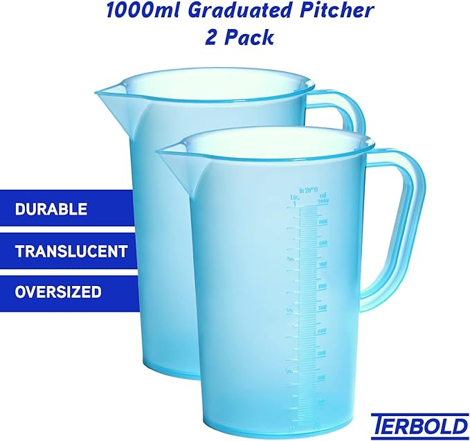 1 Liter Measuring Pitcher Graduated Blue (Pack of 2)