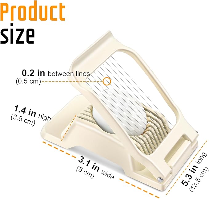 Egg Slicer - Stainless Steel Wire, Heavy Duty Aluminium, Dishwasher Safe for Eggs and Soft Fruits, White