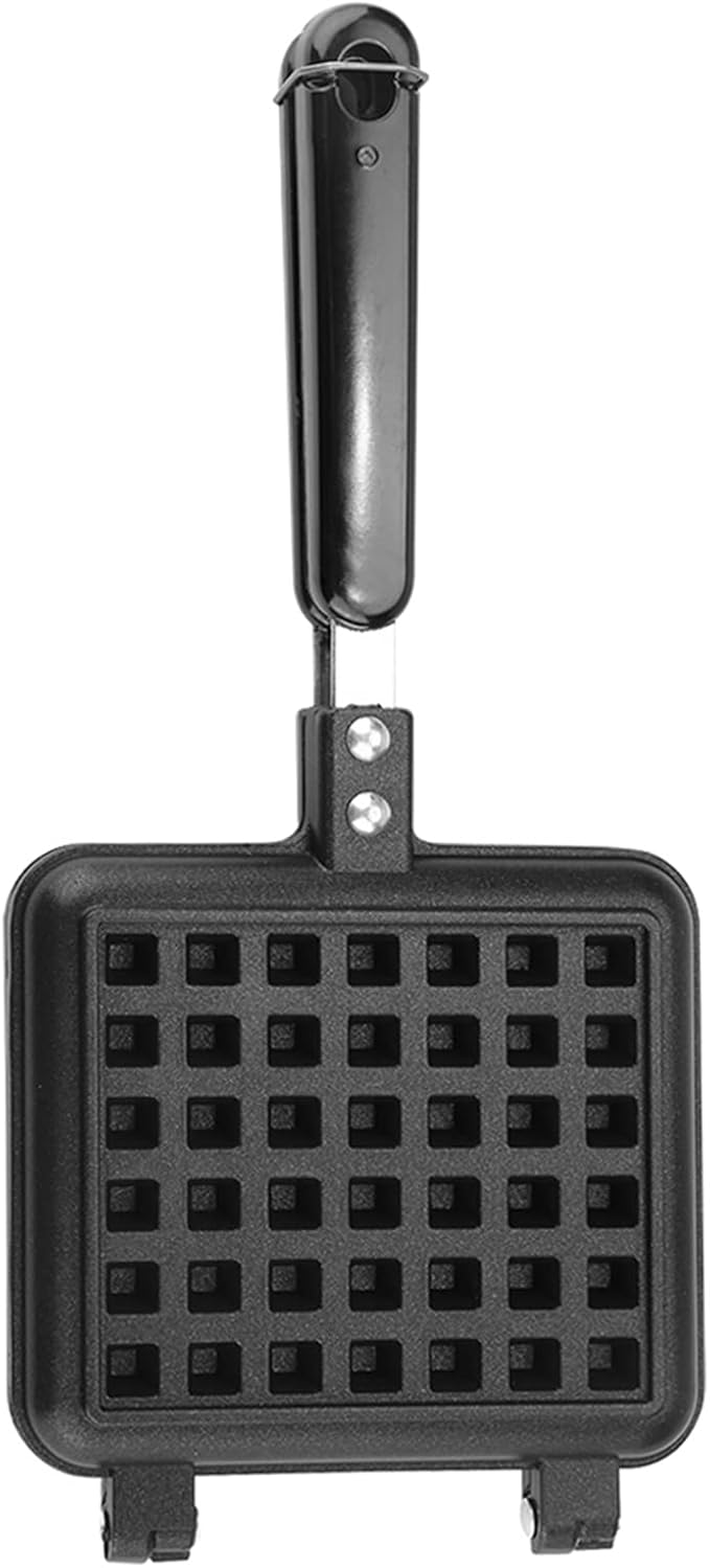 Household Kitchen Gas Non Stick Waffle Maker Pan, Waffle Baking Mold for Stove Top, Aluminum Alloy Waffle Press with Long Heat Insulation Handle, Easy to Clean and Durable for Home