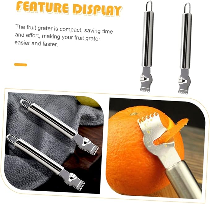 LIFKOME 2pcs Stainless Steel Fruit Zesters Multi-functional Citrus Peeler for Lemon Orange and Potato Grating Easy Storage Hanging for Baking and Cooking