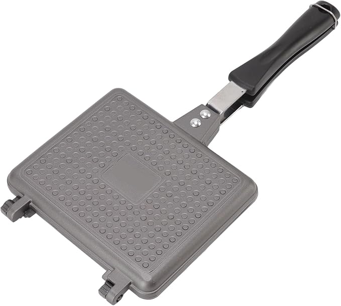 Waffle Baking Mold, Non Stick Cast Aluminum Waffle Maker, Easy Operation Square Waffle Pan for Stovetop, Indoor Outdoor Cooking, Uniform Heating with Thermal Insulation Handle
