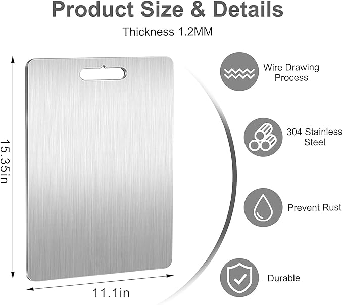 Titanium Cutting Board, 2026 New Upgrade Pure Titanium Cutting Boards for Kitchen Double Sided Non Toxic Titanware Cutting Board,Hygiene Durable Dishwasher Safe Chopping Board (15.35 * 11.02in)