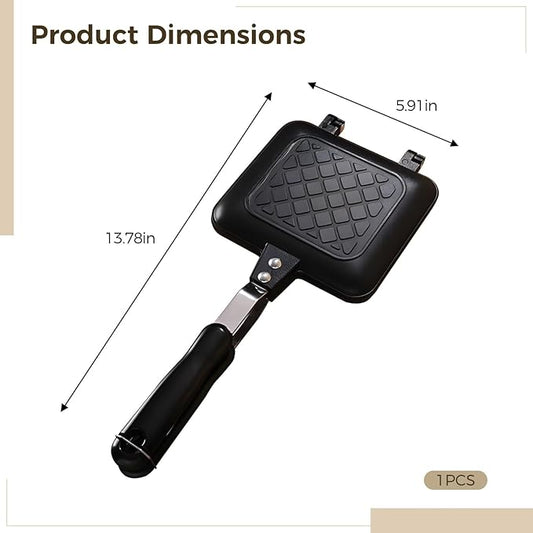 Alloy Aluminum Portable Baking Tray, Easy Clean Camping Grill Home Kitchen, Stovetop Grill Press Panini Maker Double-Sided, Non-Stick Waffle Griddle Sandwich Maker