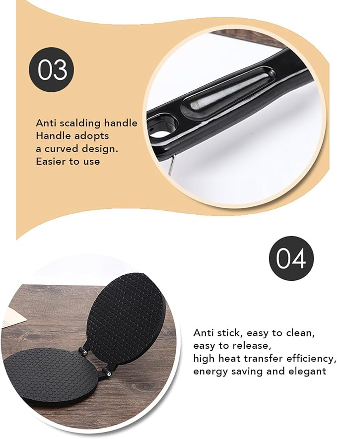 Waffle Cone Maker, Egg Roll Press Pan, Stick Proof Aluminum Stove Top Tortilla Press with Handle for Kitchen, 6.8Inch (Grid Style)