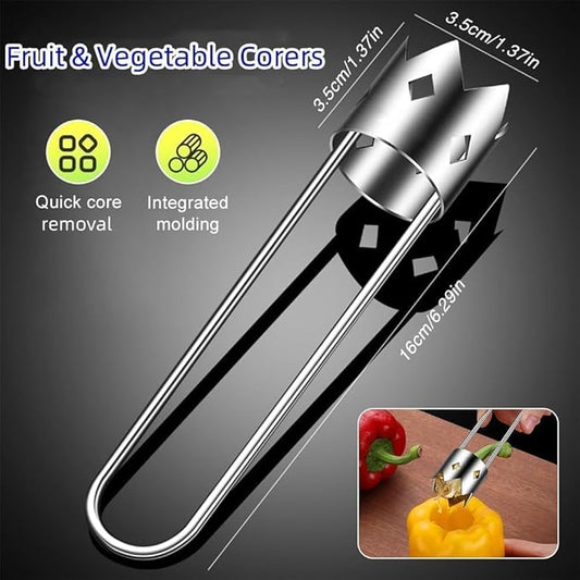 Red Bell Pepper Corer Seed Remover Tool, 2026 Upgraded Multifunctional Stainless Steel Pepper, Pineapple, Pear, Apple Corer Tool - Ergonomic Handle, Vegetables and Fruit Kitchen Utensils (1pcs)