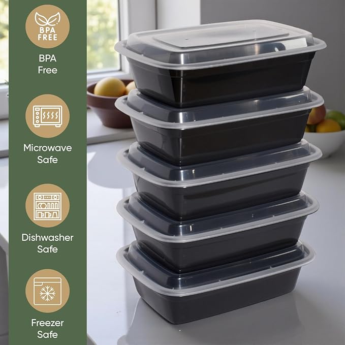 32oz 150 Pack Meal Prep Containers BPA Free Leakproof Stackable Food Storage Containers with Lids, Microwave & Dishwasher Freezer Safe Reusable To Go Containers Bento Box Style Take Out Clear Plastic