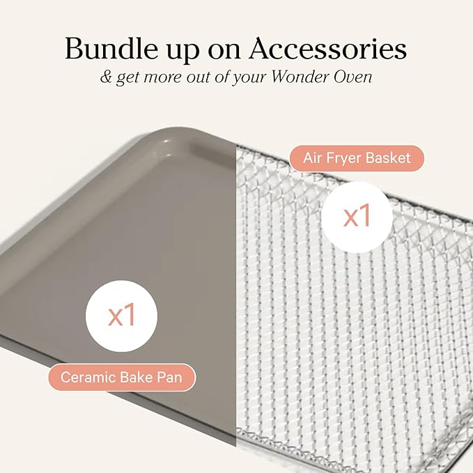 Our Place Wonder Oven Essentials Kit | Extra Air Fryer Basket & Nonstick Ceramic-Coated Bake Pan | Oven Safe, Eco-Friendly | Char