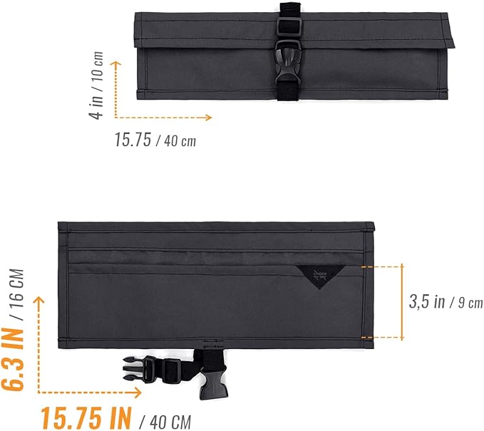Under NY Sky Knife Roll Case - 1 Slot - Heavy Duty Oxford Canvas Pouch - Leather Reinforced - Portable Bag for Cooking Tools, Utensils, Cutlery Knives, Brushes - Chefs, Kitchen, Travel, Gift - Gray