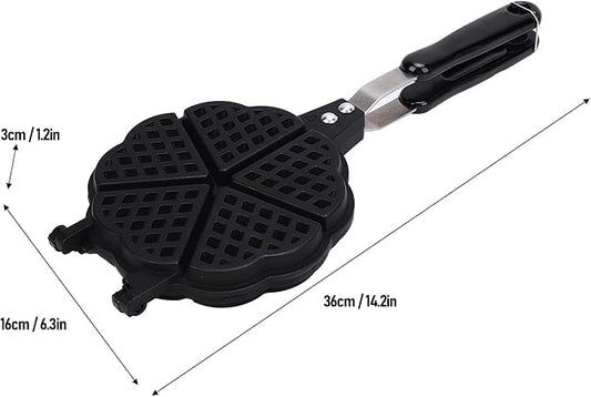 Mini Waffle Maker Stovetop, 5 Heart Shape Aluminum Waffle Pan with Flip, Portable Non Electric Waffle Iron for Camping, Dorm, Small Kitchen