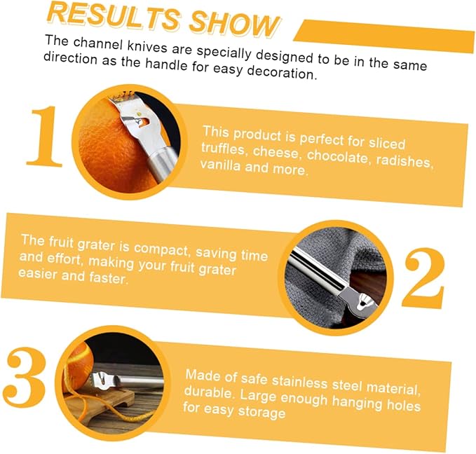 TIDTALEO 2pcs Multi-functional Lemon Slicer Stainless Steel Zester Grater Easy Peel Citrus Peeler Kitchen Accessory for Lemon Lover