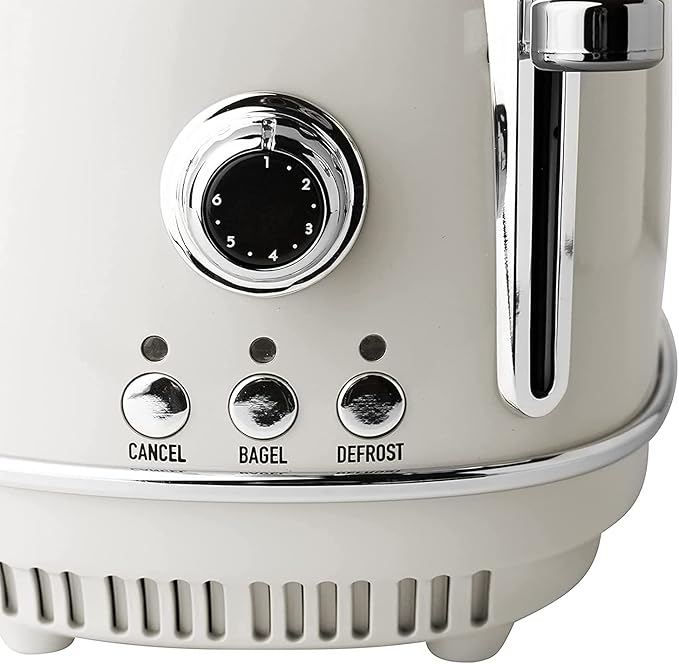 Haden Heritage 2-Slice Wide-Slot Toaster, Stainless-Steel Bread Toaster with Adjustable Browning Control, Non-Slip Feet & Crumb Tray, Ivory & Chrome
