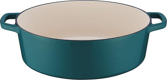 Cuisinart Chef's Classic Enameled Cast Iron Oval Covered Casserole (Teal, 7- Quart)