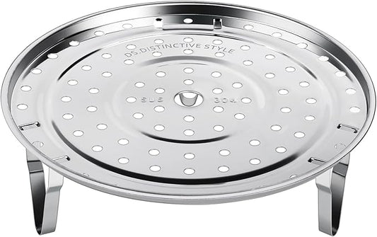 DS. DISTINCTIVE STYLE Steamer Rack 304 Stainless Steel Steaming Rack Steam Tray with Removable Legs for Instant Pressure Cooker Multi-functional Steamer Basket (Silver - 22cm)