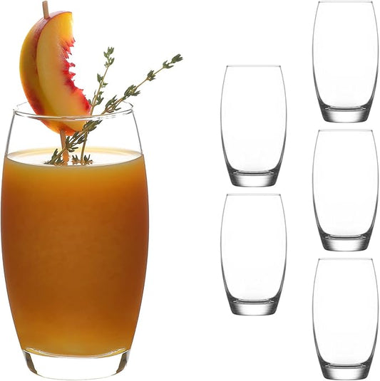 LAV Highball Cocktail Glasses Set of 6 - Tall Drinking Glasses for Water, Cocktails, Juice 17.25 oz - Clear, Modern Drinking Glasses for Home, Kitchen, Office