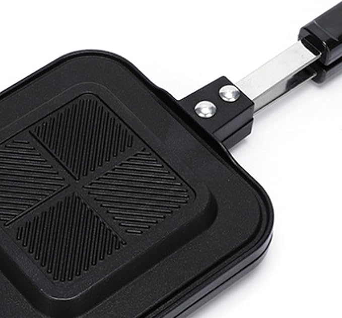Hot Sandwich Panini Maker with Handle, NonStick Double Sided Frying Pan Grilled Sandwich Maker, Stovetop Toasted Sandwich Press for Home, Kitchen, Breakfast