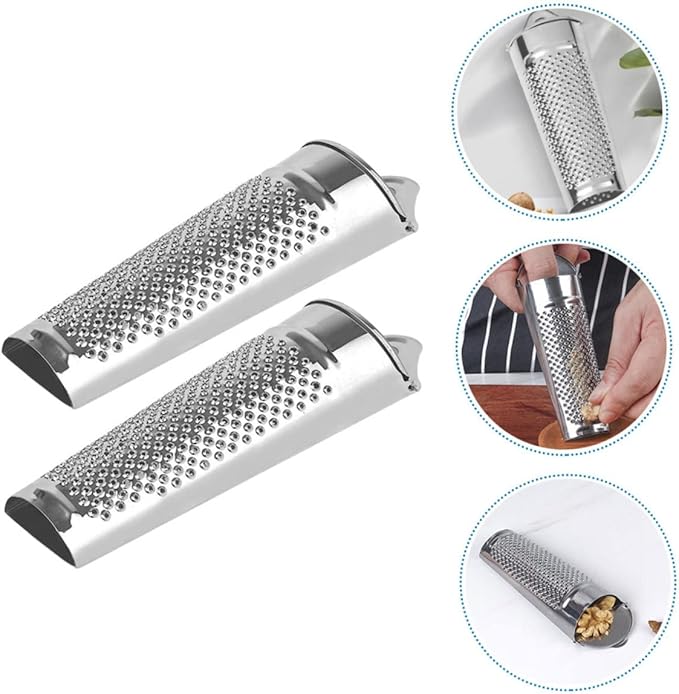 IMIKEYA 2Pcs Stainless Steel Ginger Zesters Kitchen Graters for Garlic Cheese and Vegetables Non Slip Ergonomic Design Kitchen Supplies