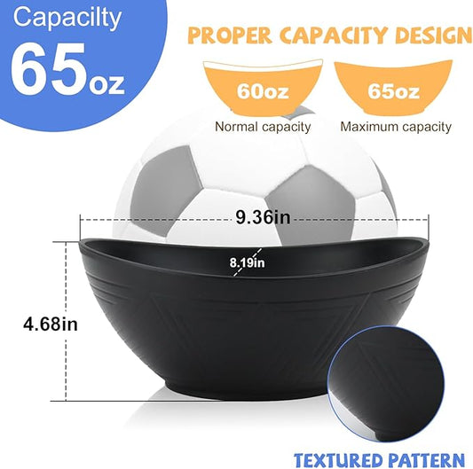Wrova Big Wheat Straw Bowls,Unbreakable Large Salad Bowls,Dishwasher and Microware Safe Plastic Bowls Reusable,Kitchen Bowl Set for Salad,Cereal,Soup and Oatmeal.Black and White