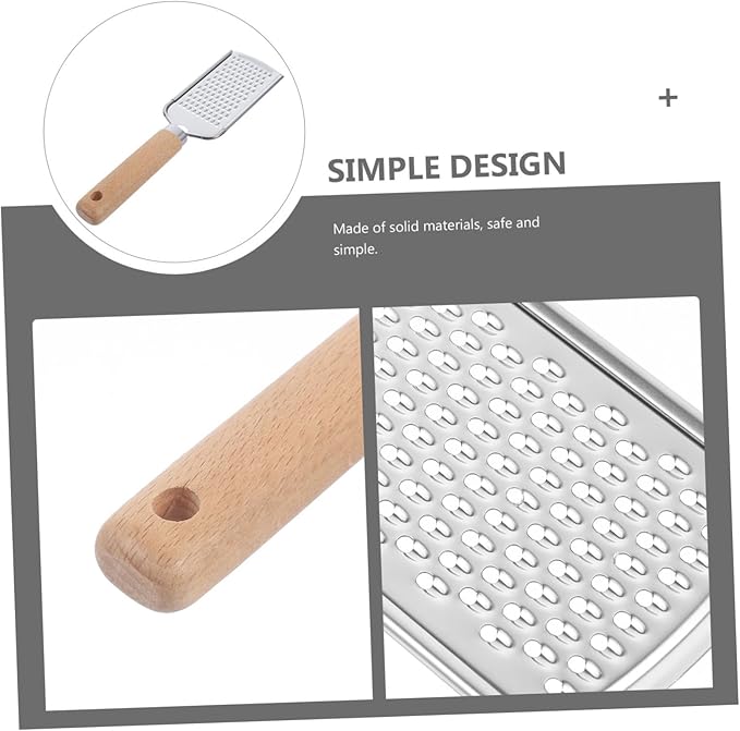 PRETYZOOM Stainless Steel Plane Grater and Zester Wooden Handle for Fruits and Vegetables Kitchen Gadget for Salad Preparation and Cooking