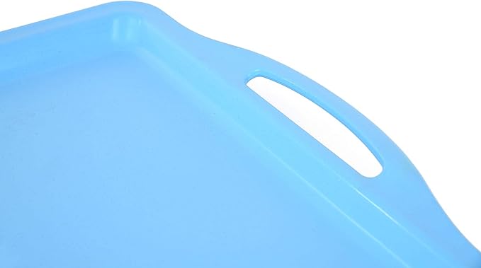 Mintra Home Unbreakable Plastic Rectangular Serving Tray - Assorted 6PK - Platter with Handle, 14 Inch, Heavy Duty, Large Capacity, Kitchen, Wedding, Restaurant, Indoor, Outdoor, Picnic Camping