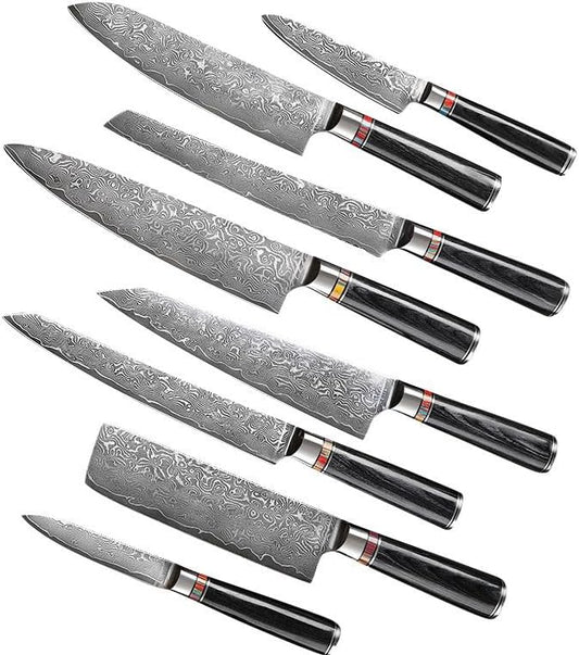 Classic 8-Piece Professional Knife Set - VG-10 Super Steel Blades - Kitchen Knife Set, Knives Set for Kitchen, Kitchen Knives Sets