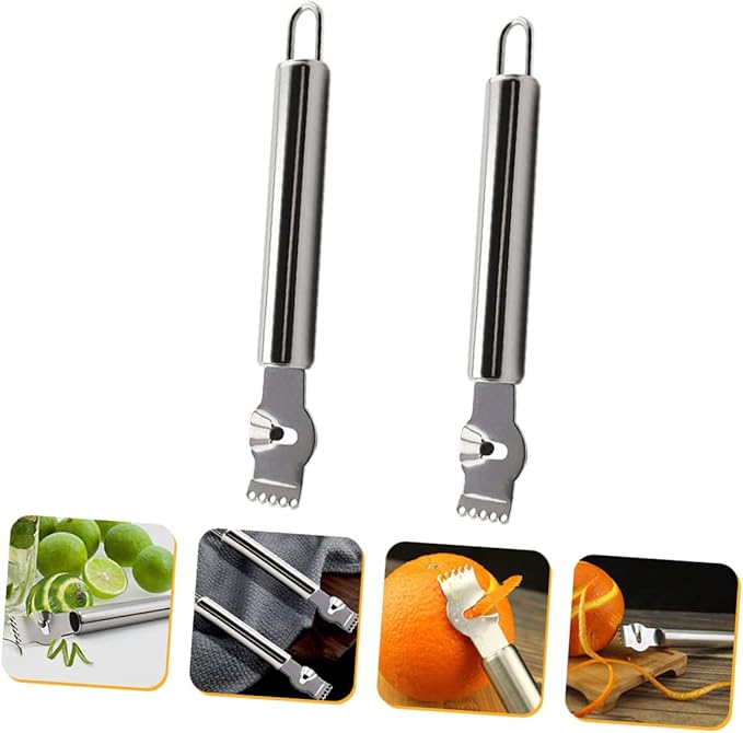 2pcs Stainless Steel Lemon Zester Grater Peeler for Fruit Handheld Citrus Scraper Kitchen Tool for Home Restaurant