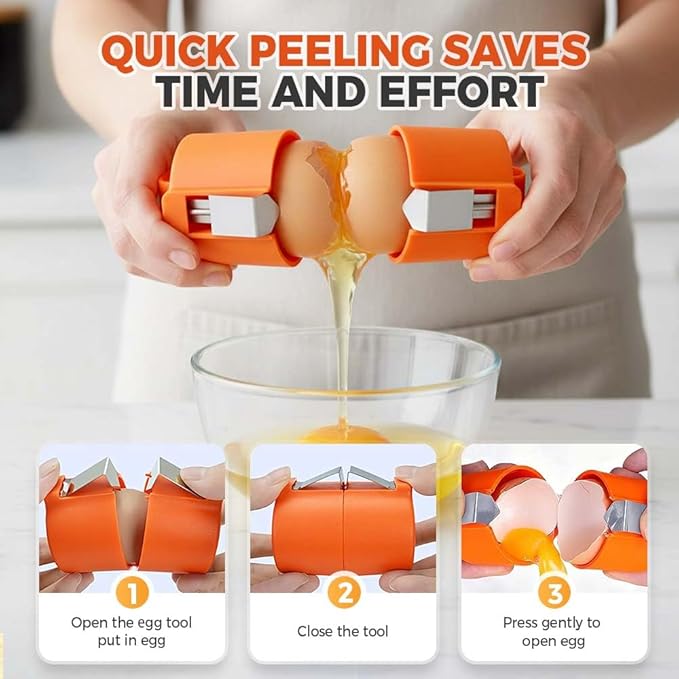 Egg Shell Opener, 2026 New Stainless Steel Egg Cracker Tool, Multifunctional Egg Opener, Eggs Separator for Raw and Hard Boiled Eggs Peeler Shell Remover to Quickly Cut Eggshells (orange 1pcs)