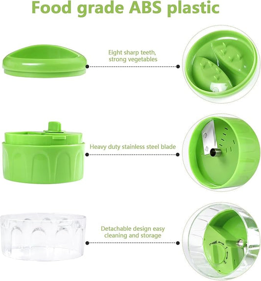 3-in-1 Vegetable Spiralizer Slicer, Adjustable Mandoline Spiral Cutter for Zucchini Noodles, Carrots, Cucumber (Green)
