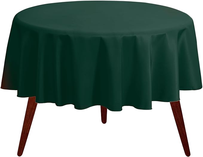 Gee Di Moda Round Tablecloth - 108 Inch Hunter Green Round Table Cloth for 48 to 72 Inch Round Tables - Heavy Duty Washable Fabric - for Buffet Table, Holiday Party, Dinner, Wedding & Baby Shower