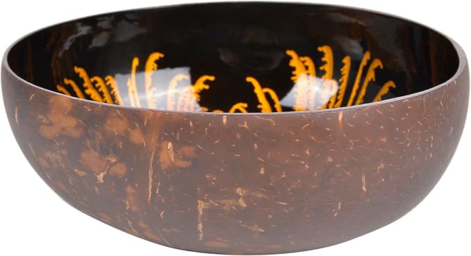 ChezMax Natural Coconut Bowl Mother of Pearl Inlaid Shell Key Bowls for Entryway Table Candy Container Nuts Holder Fruits & Dry Snack Storage Round Handcrafted Bowl for Decoration Gold