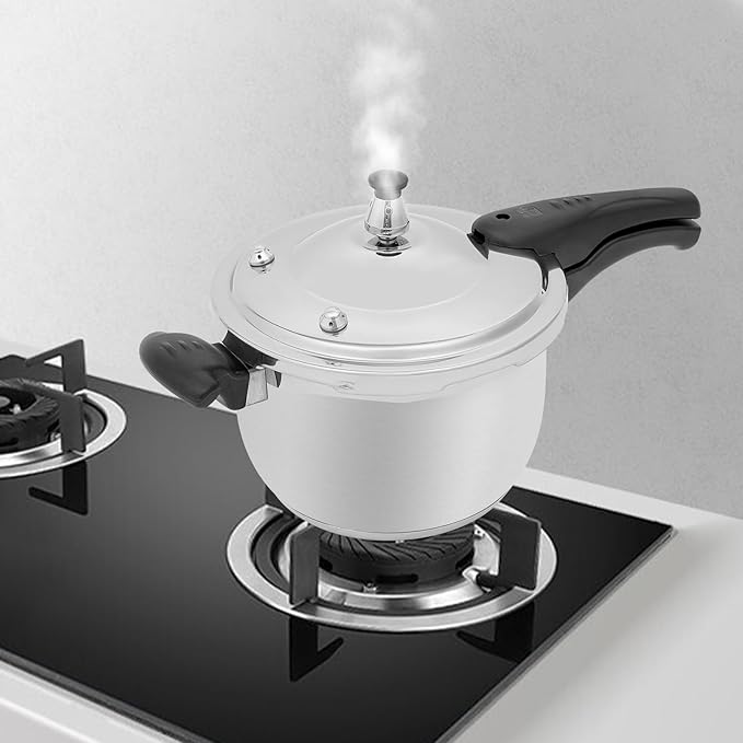 5 L/5.28Qt Pressure Cooker,80Kpa High Pressure Stovetop Cooker with 3-Layer Composite Bottom,304 Stainless Steel Pressure Canner with Double Valves for Commercial & Home Use