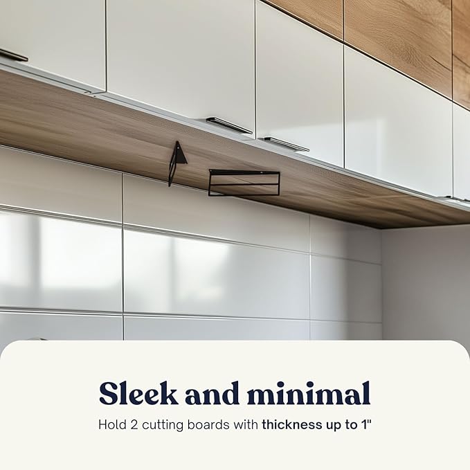 Under Cabinet Metal Cutting Board Rack - 2 Layer Vertical & Horizontal Hanger - Heavy Duty Cutting Board Holder