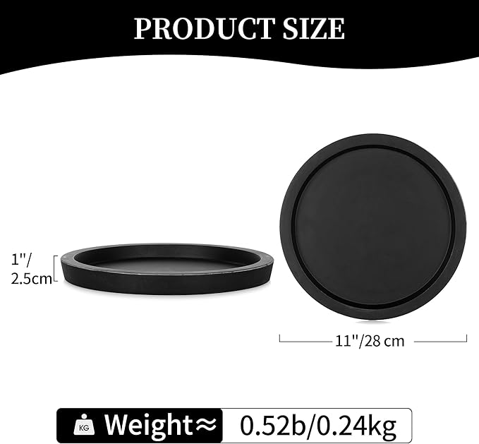Hanobe Candle Plate Holder Tray: Round Wooden Decorative Candle Plate Small Farmhouse Table Centerpiece Rustic Wood Tealight Pillar Trays for Christmas Wedding Halloween Home Decor (Black)