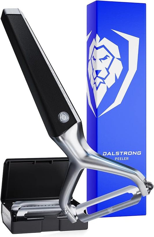 DALSTRONG Razor VX - Y Peeler - High Carbon Stainless Steel - Non Slip G10 Handle - Fine, Serrated & Julienne Blades Set - Premium Vegetable, Fruit, Potato Peeler for Kitchen