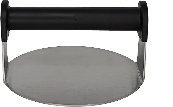 Burger Iron The Professional Grade Burger Smasher | Extra Wide 6" Round Flat Bottom Stainless Steel Smashed Burger Press for Griddle, Grill and Flat Top | The Original Grill Press