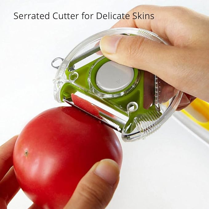 Apple Peeler “3 in 1” Multi-Functional Blades with a Button to Easy Switch | Non Slip Handle | Stainless Steel Kitchen Peeler for Fruits & Vegetables