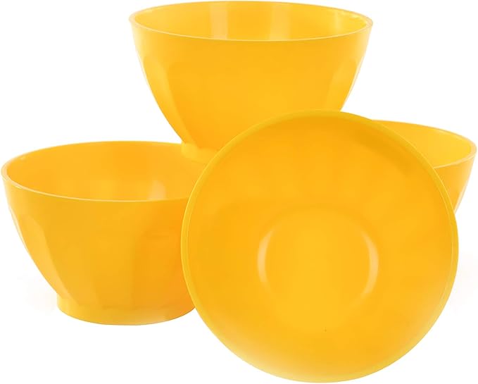 Mintra Unbreakable Plastic Bowl, YELLOW 4pk - Medium, 750ml, 25oz, 5.5inW x 3inH - (Part Of A Set) - Salad, Snacks, Breakfast Cereal, Fruit, Popcorn, Soup, Colorful, Shatterproof, BPA Free