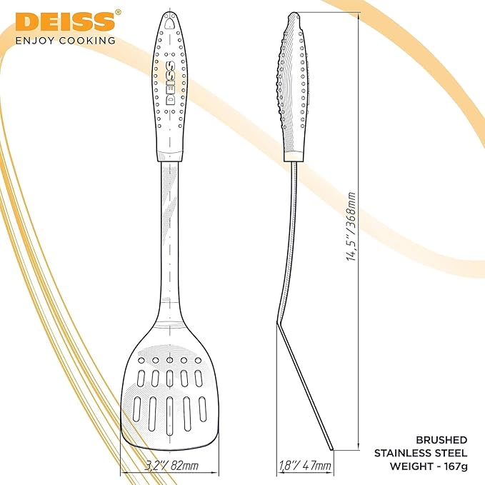 Deiss PRO Lemon Zester Heavy Duty Cheese Grater, Vegetable Grater and Deiss PRO Kitchen Grill Spatula Stainless Steel Heavy Duty Slotted Turner