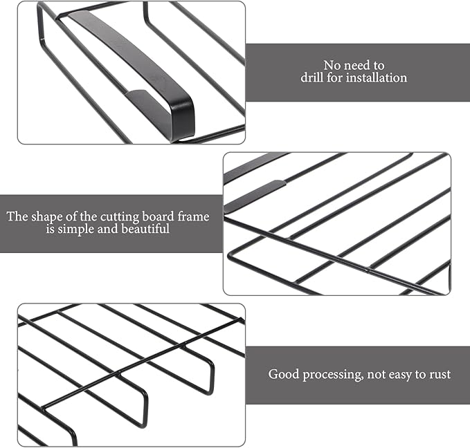 Cutting Board Holder 10.2x10.6x3.3inch Cutting Board Storage Rack Hanging Rack Chopping Board Stand Under Cabinet Shelf Organizer Kitchen Storage Holder