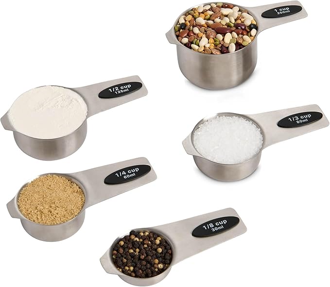 Mrs. Anderson’s Baking Magnetic Measuring Cups, 18/8 Stainless Steel, 5-Piece Set