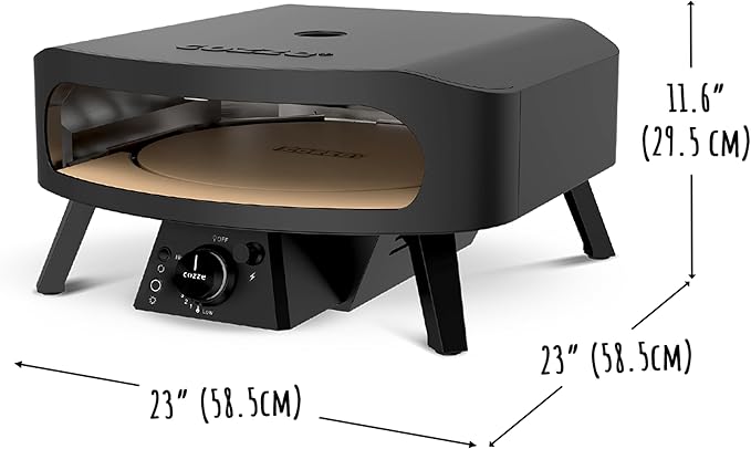 Cozze 17" Gas Pizza Oven with Rotating Pizza Stone for Easy Restaurant-Style Pizza at Home – Triple Burner, Built-In Thermometer, Fast 15-Min Preheat, Portable Outdoor Pizza Oven