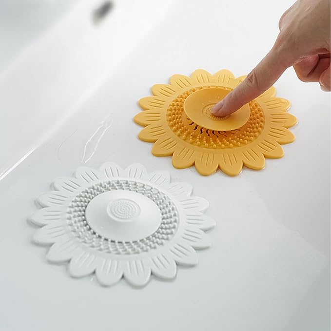 Drain Stopper 2 Pack,Shower Drain Cover,Drain Plugs with Double Filtration,Flower Shaped Bathtub Drain Stopper,for Kitchen, Bath and Laundry Drains