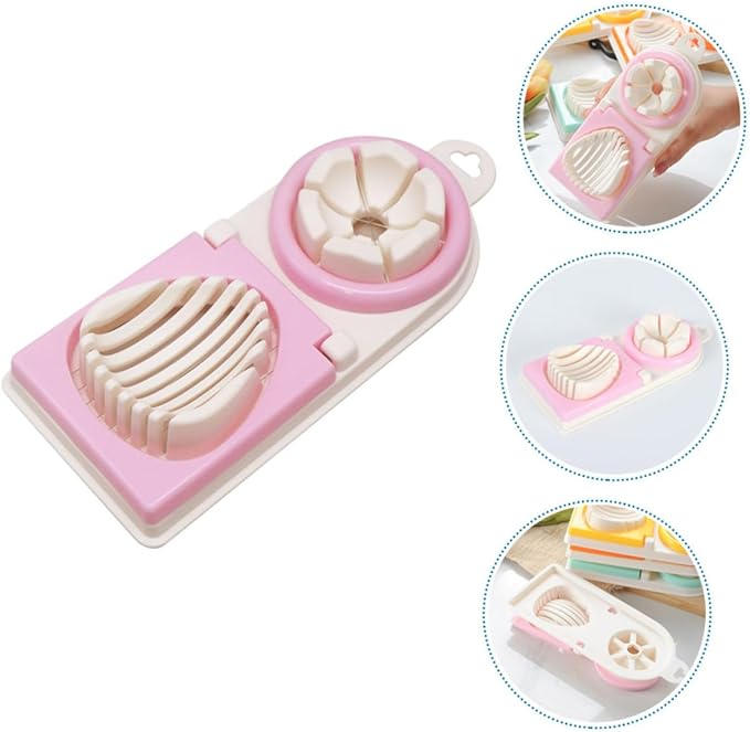 VICASKY Heavy Duty Multi Functional Egg Slicer and Cutter for Hard Boiled Eggs Strawberries and Soft Fruits Kitchen Fruit and Vegetable Wire Slicer Easy to Use and Clean Pink