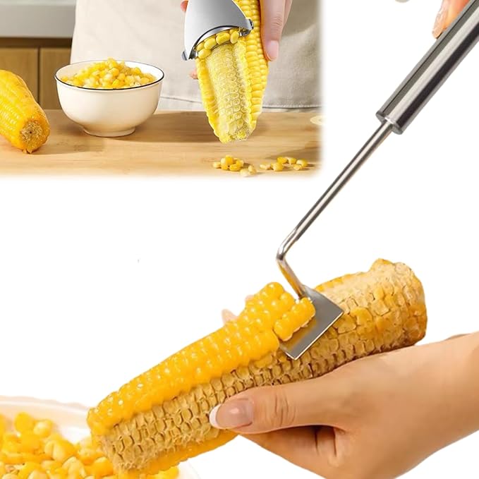 Corn Peeler 2PCS Stainless Steel Corn Peeler and Stripper Tool Set 2026 Corn Planer Cutter Thresher Scraper,Peel Corn Cob Separator Quick
