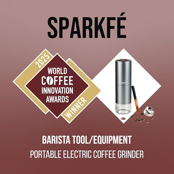 SPARKFE Portable Electric Coffee Grinder, Rechargeable Wireless Handheld Grinder with Stainless Steel Conical Burr, Adjustable Grind Settings, for Espresso, Moka, Pour Over, French Press, Cold Brew