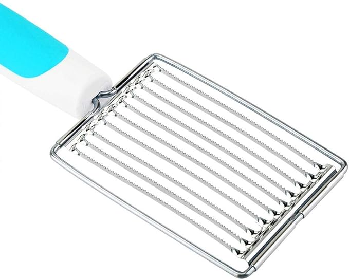 Luncheon Meat Cutter, Cheese & Potato Slicer, Stainless Cutter with Handle for Egg Ham Fruit Tomato, Cutting Evenly Thick , Food Cutting Tool for Kitchen (Blue)