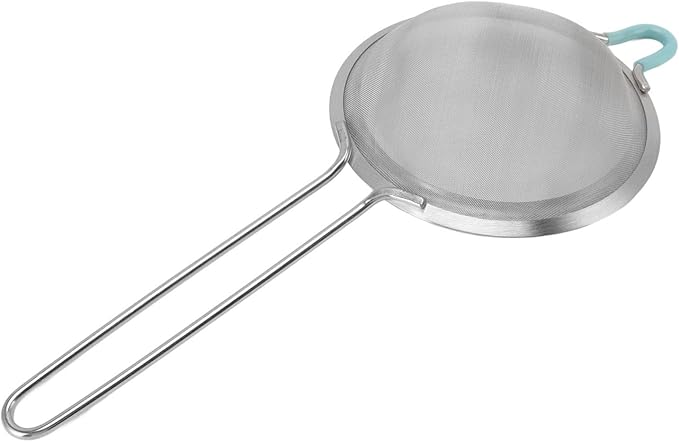 60 Mesh Fine Mesh Strainers, Stainless Steel Sieve Fine Mesh Strainer Handheld Flour Colander with Long Handle, Flour Sifter for Kitchen (14cm)